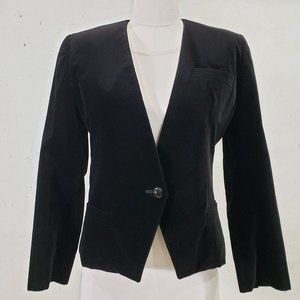 Vintage 90s Black Velveteen Crop Jacket, 8 Petite